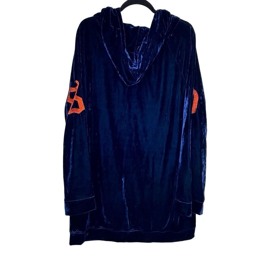 Fashion Nova Plus Size Velvet Paris Graphic Letters Zip Up Hoodie Blue Size 1X